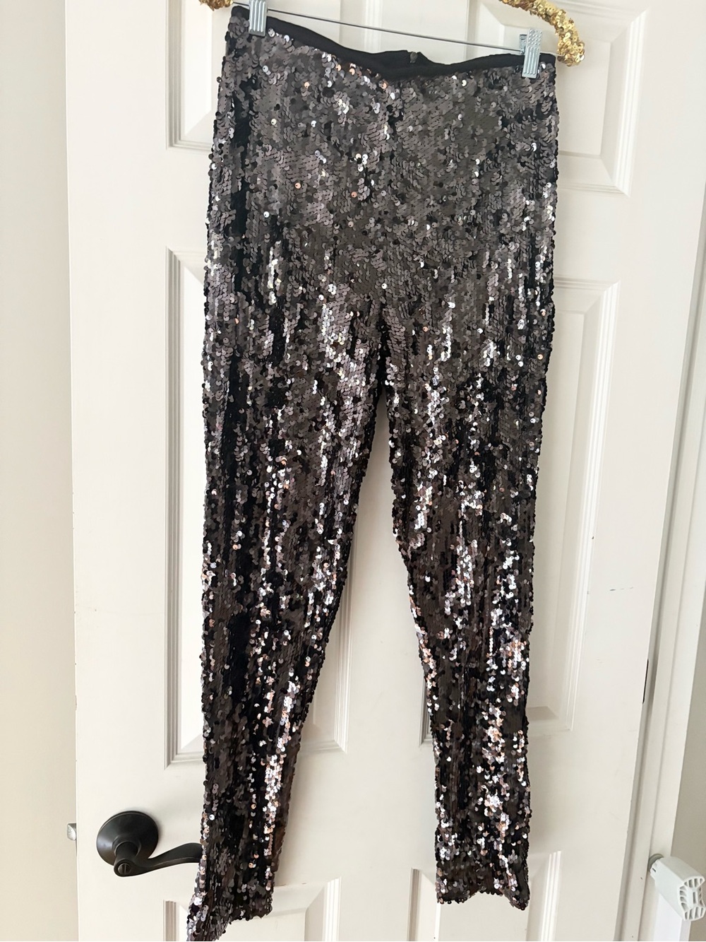 Atmosphere Black Sequin Leggings Pants Holiday Party Sparkle Sz 10